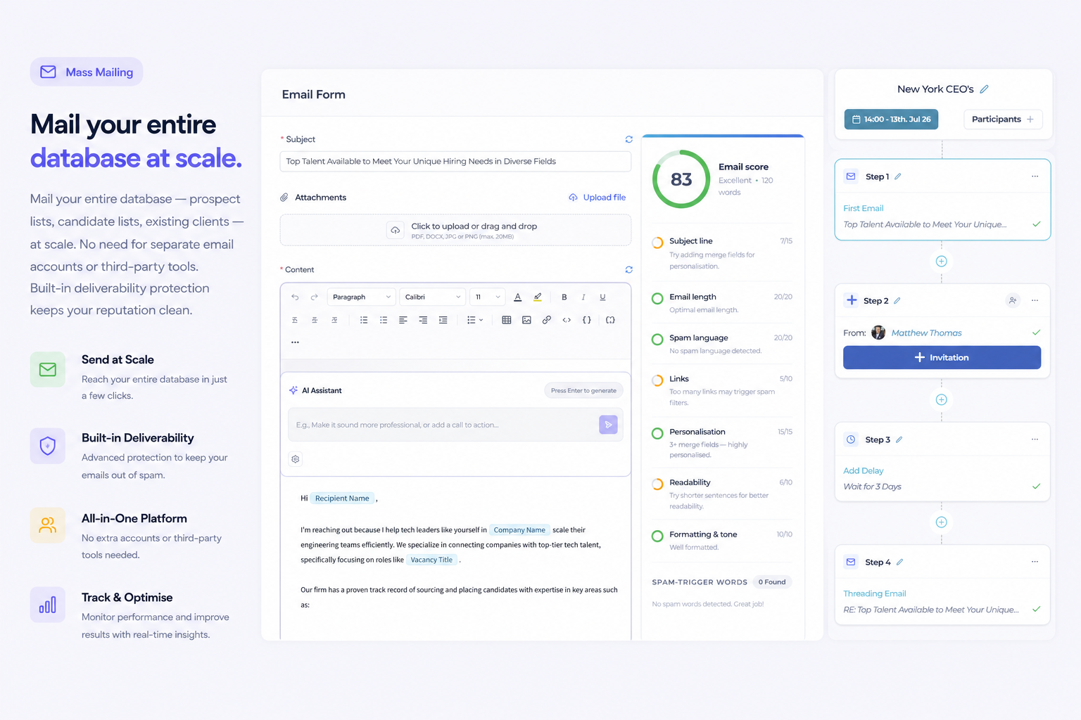 Mass Mailing — Zileo recruitment platform